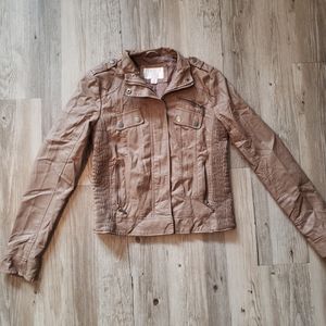 Xhiliration Brown Faux Leather Jacket